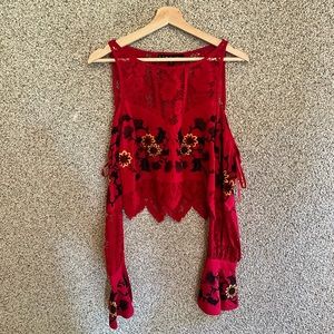 For Love & Lemons lace cropped blouse